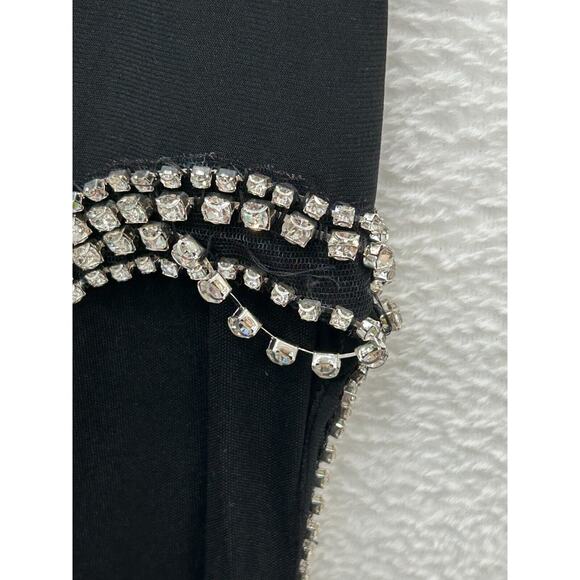 NWT Mac Duggal 26553 Womens Black Rhinestone Accents High Slit Halter Gown Sz 4 - Picture 12 of 16